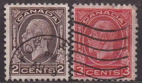 Kanada, Mi-Nr. 163 A + 164 A gest., König Georg V.