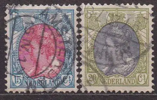 Niederlande, Mi-Nr. 77 A + 79 A gest., Königin Wilhelmina