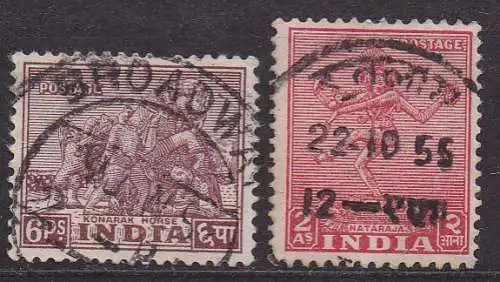 Indien, Mi-Nr. 192 + 195 gest., Baudenkmäler