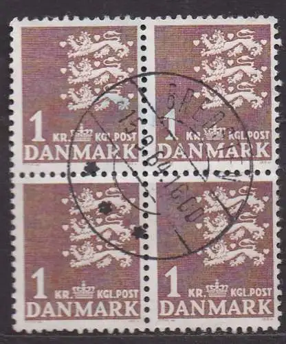 Dänemark, Mi-Nr. 289 x gest., 4´er-Block, Kleines Reichswappen