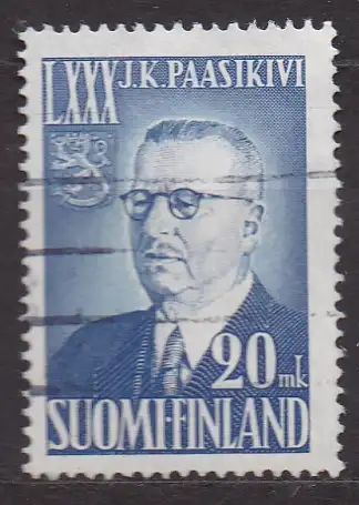 Finnland, Mi-Nr. 391 gest., 80. Geburtstag von Staatspräsident Paasikivi