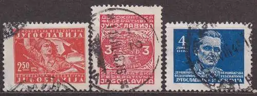 Jugoslawien, Mi-Nr. 474, 476 + 477 gest., Freimarken