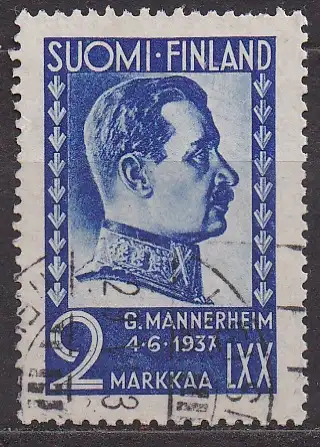 Finnland, Mi-Nr. 203 gest., 70. Geburtstag von Staatspräsident Carl Gustav Mannerheim