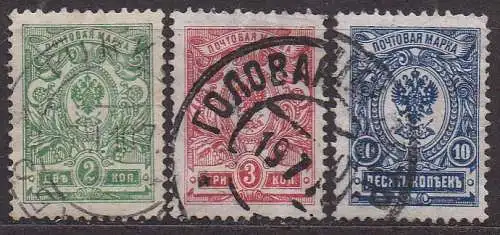 Russland, Mi-Nr. 65, 66 + 70  gest., Staatswappen