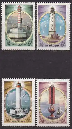 Sowjetunion, Mi-Nr. 5239, 5240, 5241 + 5242 **, Leuchttürme