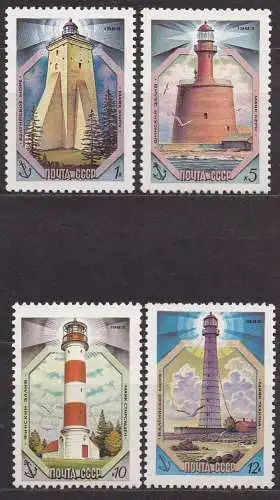 Sowjetunion, Mi-Nr. 5309, 5310, 5311 + 5312 **, Leuchttürme