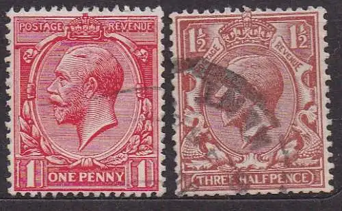 Großbritannien, Mi-Nr. 155 Z + 156 Z gest., König George V.