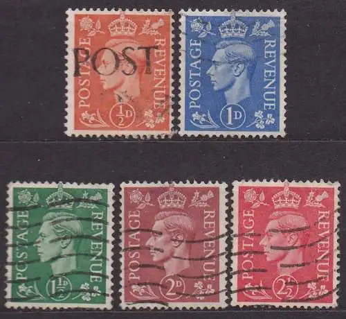 Großbritannien, Mi-Nr. 246 - 250 gest., kompl., König George VI.