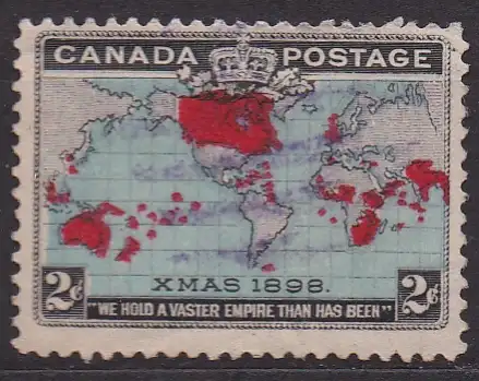 Kanada, Mi-Nr. 74 c gest., Einführung des Penny-Portos - Landkarte des britischen Weltreichs