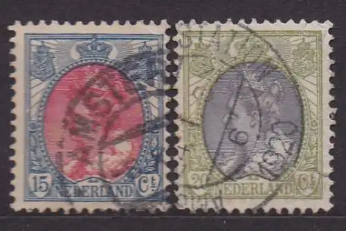 Niederlande, Mi-Nr. 77 A + 79 A gest., Königin Wilhelmina