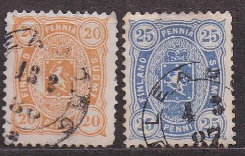 Finnland, Mi-Nr. 22 + 23 gest., Wappen