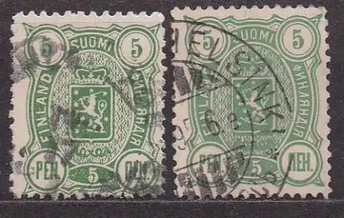 Finnland, Mi-Nr. 28 A + 28 B gest., Wappen