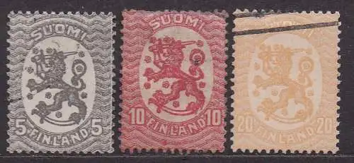 Finnland, Mi-Nr. 69 A, 70 A + 73 A gest., Wappen