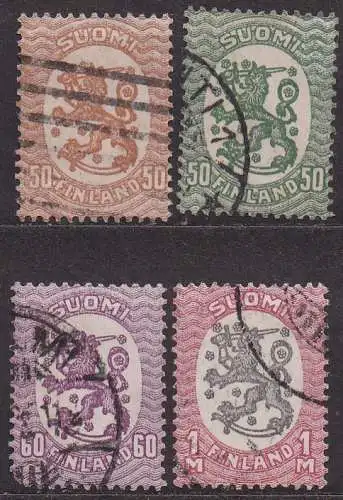 Finnland, Mi-Nr. 81 A, 83 A, 84 A + 86 A gest., Wappen
