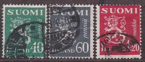 Finnland, Mi-Nr. 147, 149 + 151 gest., Wappenlöwe