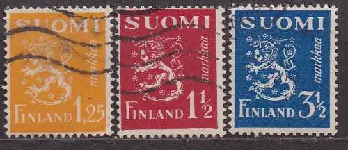 Finnland, Mi-Nr. 177, 178 + 198 gest., Wappenlöwe