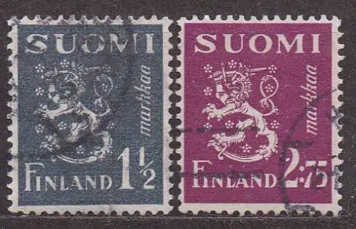 Finnland, Mi-Nr. 230 + 232 gest., Wappenlöwe
