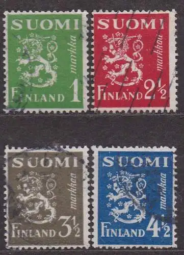 Finnland, Mi-Nr. 262, 264, 265 + 266 gest., Wappenlöwe