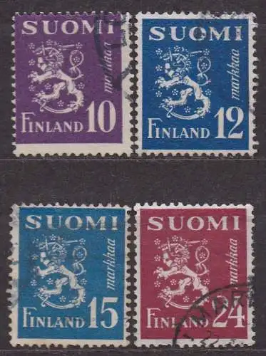 Finnland, Mi-Nr. 313, 314, 315 + 316 gest., Wappenlöwe