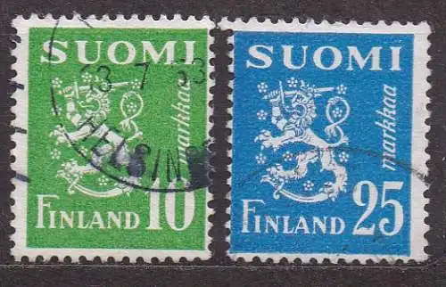 Finnland, Mi-Nr. 403 + 405 gest., Wappenlöwe
