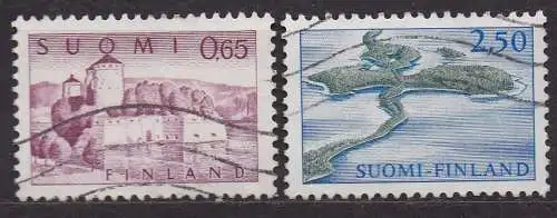 Finnland, Mi-Nr. 621 + 622 gest., Burg Olavinlinna + Landzunge von Punkaharju