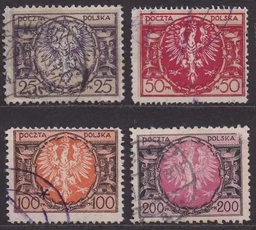 Polen, Mi-Nr. 171 - 174 gest., kompl., Wappenadler