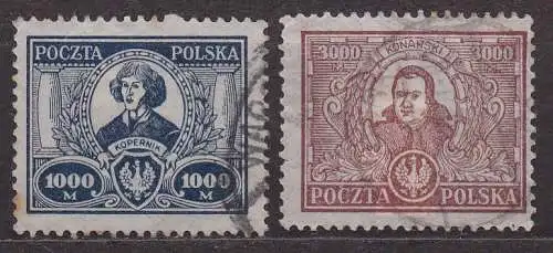 Polen, Mi-Nr. 182 + 183 gest., Kopernikus + Konarski