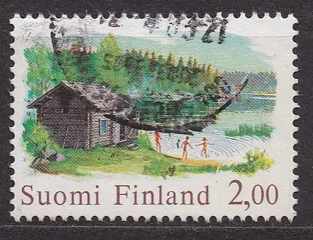 Finnland, Mi-Nr. 810 y gest., Sauna am Binnensee