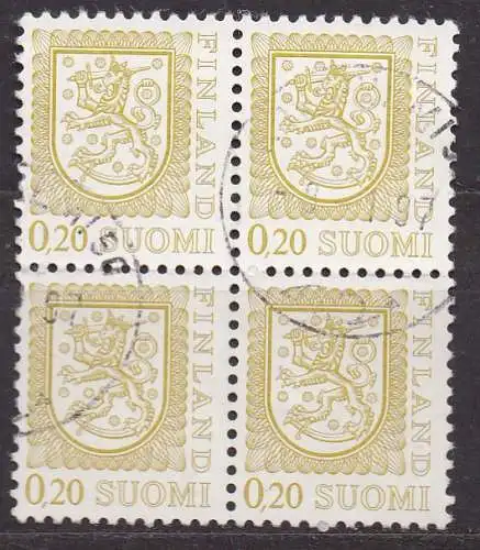 Finnland, Mi-Nr. 818 Ay gest., 4´er-Block, Staatswappen
