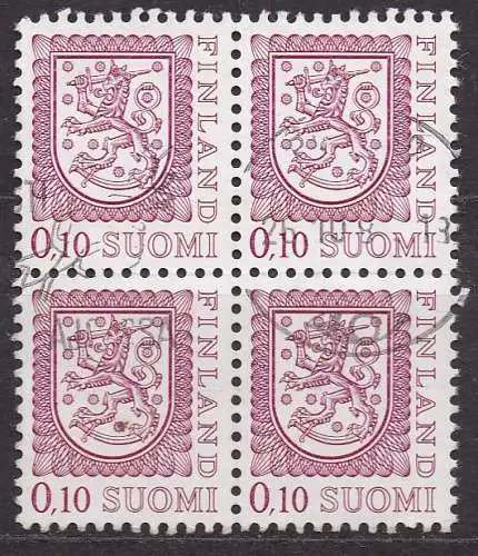 Finnland, Mi-Nr. 824 Ay gest., 4´er-Block, Staatswappen