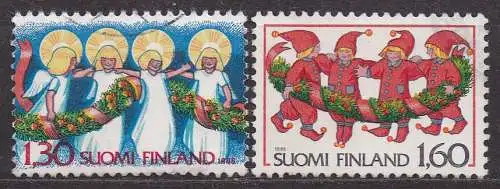 Finnland, Mi-Nr. 1005 + 1007 gest., Weihnachteen
