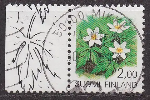 Finnland, Mi-Nr. 1100 gest., Pflanzen: Buschwindröschen