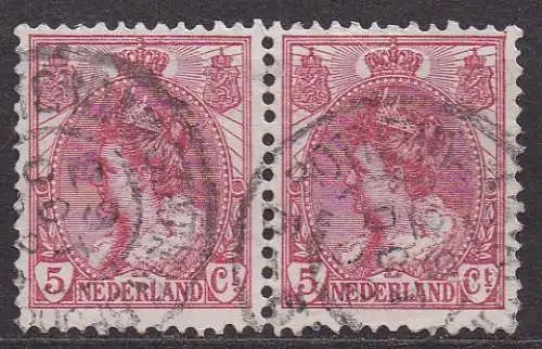 Niederlande, Mi-Nr. 54 gest., waagerechtes Paar, Königin Wilhelmina