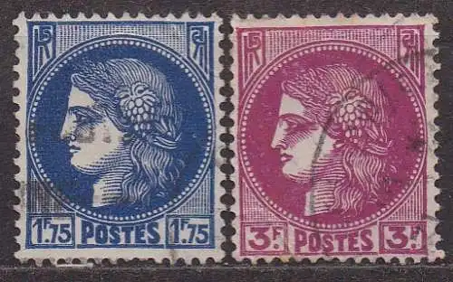 Frankreich, Mi-Nr. 400 + 405 gest., Ceres