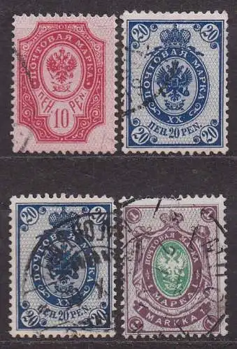 Finnland, Mi-Nr. 57 B I, 58 A I, 58 B I + 59 B gest., Russisches Staatswappen