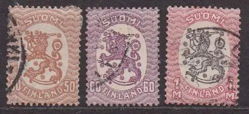 Finnland, Mi-Nr. 81 A, 84 A + 86 A gest., Wappen
