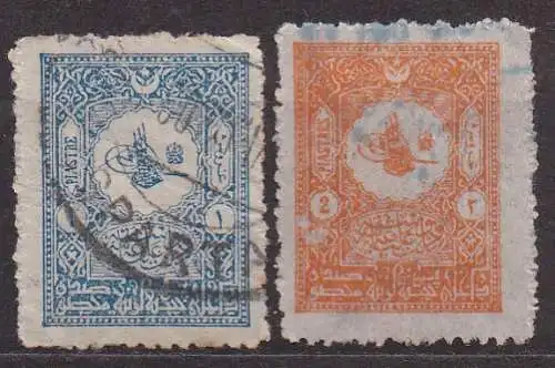 Türkei, Mi-Nr. 89 A + 90 A gest., Tugra Abdul Hamid II.