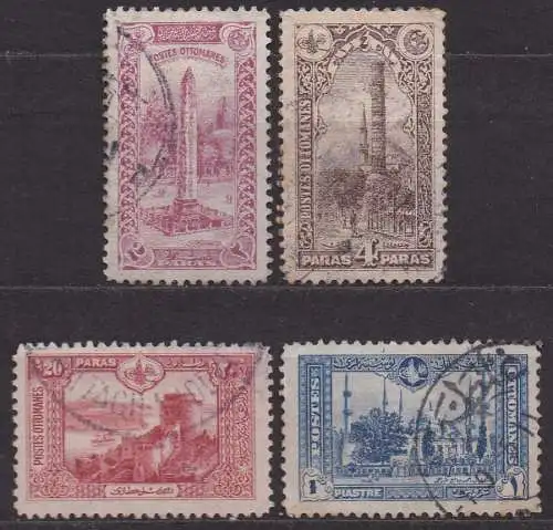 Türkei, Mi-Nr. 229, 230, 234 + 235 gest., Ansichten von Konstantinopel