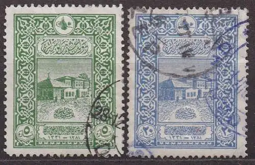 Türkei, Mi-Nr. 353 A + 355 C gest., 50 Jahre Postamt in Konstantinopel