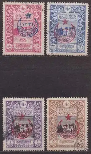 Türkei, Mi-Nr. 379 C, 380 A, 381  C + 382 A gest., 50 Jahre Postamt in Konstantinopel