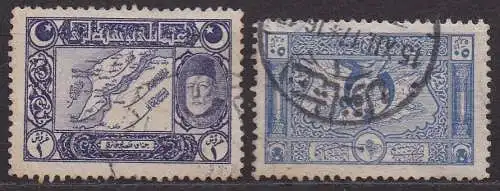 Türkei, Mi-Nr. 633 + 634 A gest., Landkarte der Dardanellen