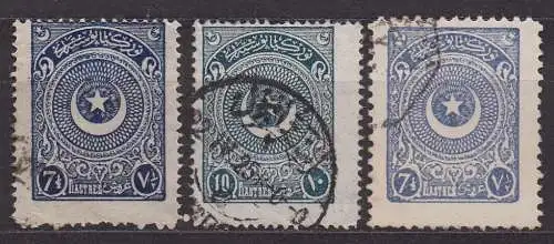 Türkei, Mi-Nr. 816, 817 + 833 gest., Stern u. Halbmond im Kreis