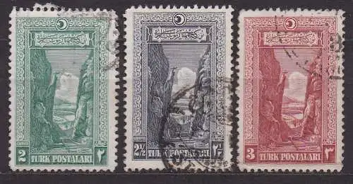 Türkei, Mi-Nr. 846, 847 + 848 gest., Sakarya-Schlucht