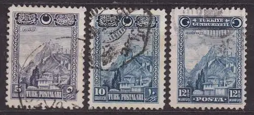 Türkei, Mi-Nr. 849, 851 + 889 gest., Festung Ankara