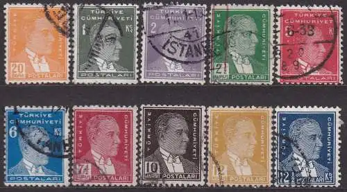 Türkei, Mi-Nr. 946 u. a. gest., Staatspräsident Kemal Atatürk