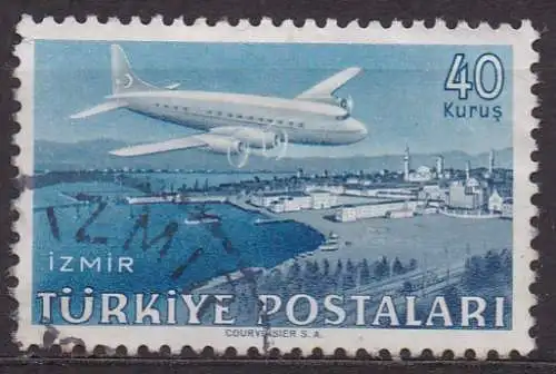 Türkei, Mi-Nr. 1228 gest., Flugzeug über Landschaft