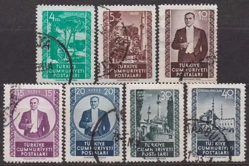 Türkei, Mi-Nr. 1320, 1321, 1322, 1324, 1325, 1326 + 1327 gest., Sehenswürdigkeiten + Atatürk