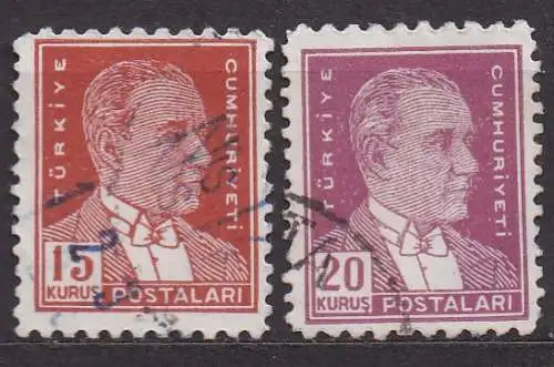 Türkei, Mi-Nr. 1383 C + 1384 C gest., Staatspräsident Kemal Atatürk