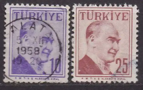 Türkei, Mi-Nr. 1579 + 1584 gest., Staatspräsident Kemal Atatürk