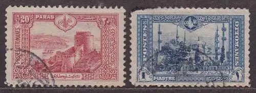 Türkei, Mi-Nr. 234 + 235 gest., Ansichten von Konstantinopel